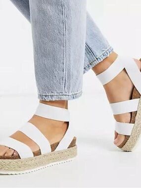 White Steve Madden Kimmie Platform Espadrille Sandals